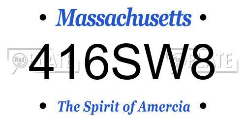 416SW8 Massachusetts License Plate