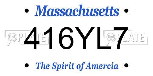 416YL7 Massachusetts License Plate
