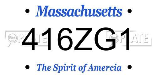 416ZG1 Massachusetts License Plate