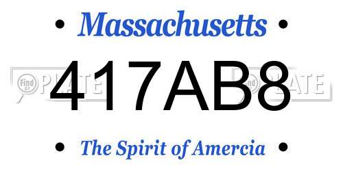 417AB8 Massachusetts License Plate
