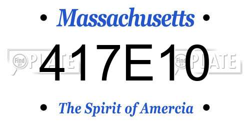 417E10 Massachusetts License Plate