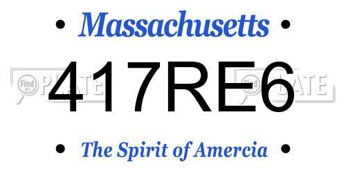417RE6 Massachusetts License Plate
