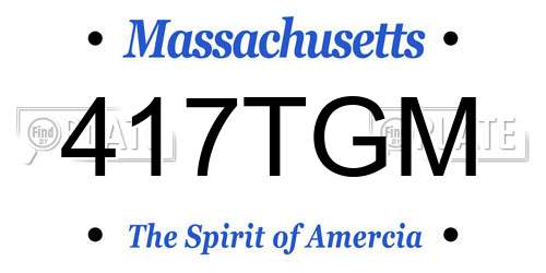 417TGM Massachusetts License Plate