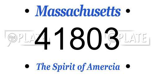 41803 Massachusetts License Plate