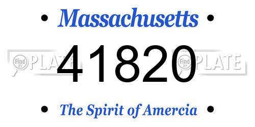 41820 Massachusetts License Plate