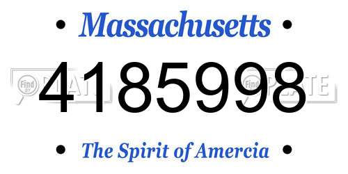 4185998 Massachusetts License Plate