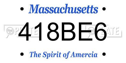 418BE6 Massachusetts License Plate