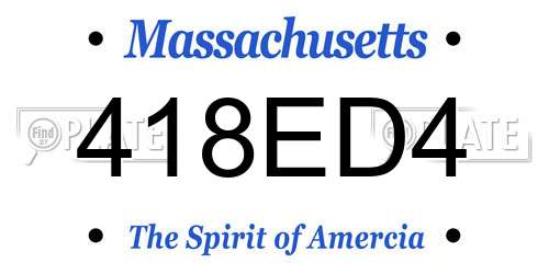 418ED4 Massachusetts License Plate