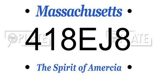 418EJ8 Massachusetts License Plate