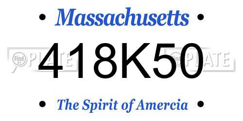 418K50 Massachusetts License Plate