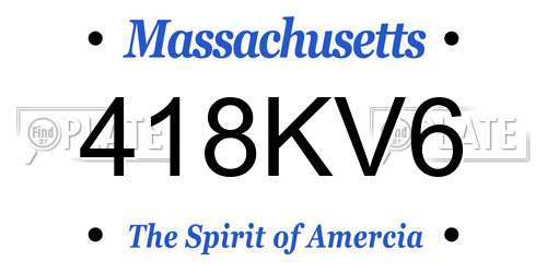 418KV6 Massachusetts License Plate