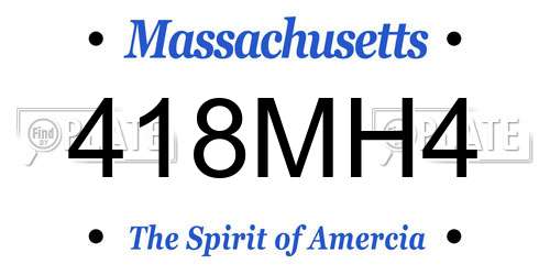 418MH4 Massachusetts License Plate