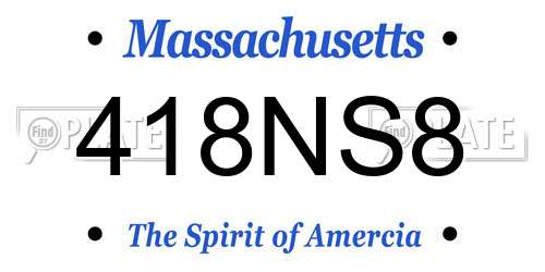 418NS8 Massachusetts License Plate