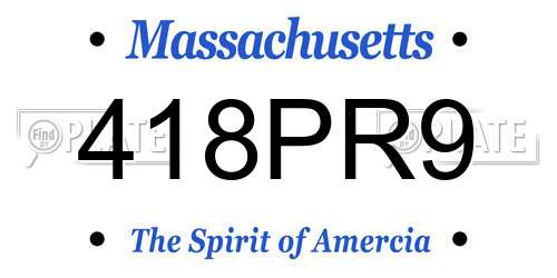 418PR9 Massachusetts License Plate