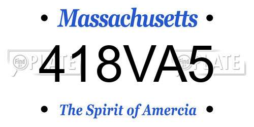 418VA5 Massachusetts License Plate