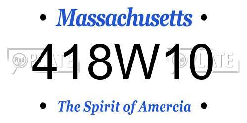 418W10 Massachusetts License Plate