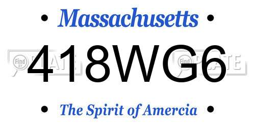 418WG6 Massachusetts License Plate