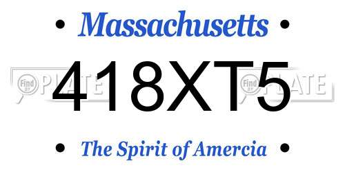 418XT5 Massachusetts License Plate