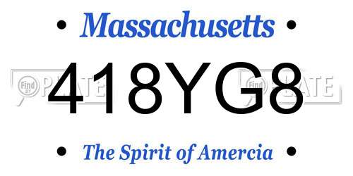 418YG8 Massachusetts License Plate