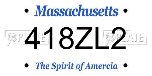 418ZL2 Massachusetts License Plate