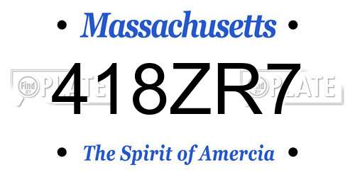 418ZR7 Massachusetts License Plate
