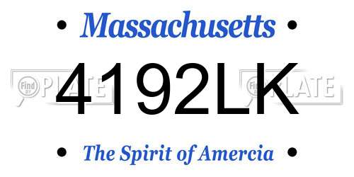 4192LK Massachusetts License Plate