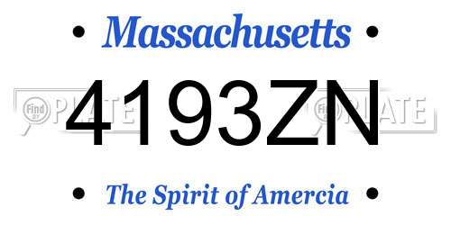 4193ZN Massachusetts License Plate
