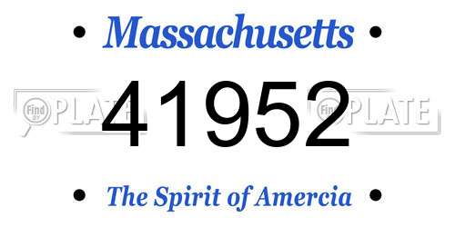 41952 Massachusetts License Plate