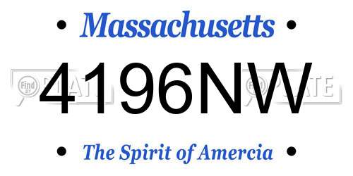 4196NW Massachusetts License Plate