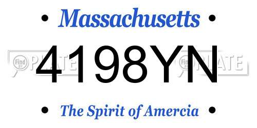 4198YN Massachusetts License Plate