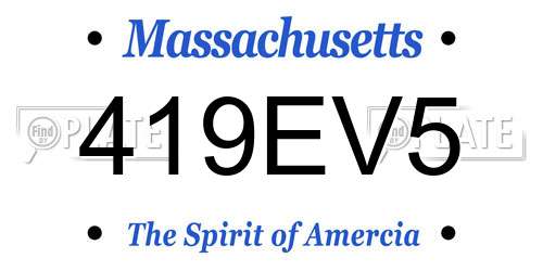 419EV5 Massachusetts License Plate