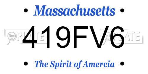 419FV6 Massachusetts License Plate