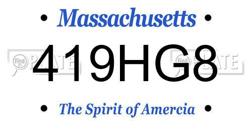 419HG8 Massachusetts License Plate