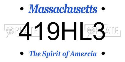 419HL3 Massachusetts License Plate