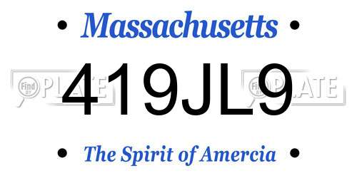 419JL9 Massachusetts License Plate