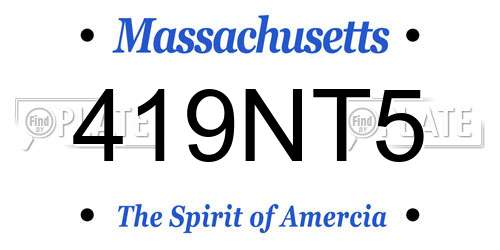 419NT5 Massachusetts License Plate