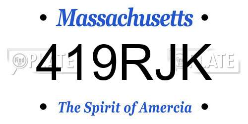 419RJK Massachusetts License Plate