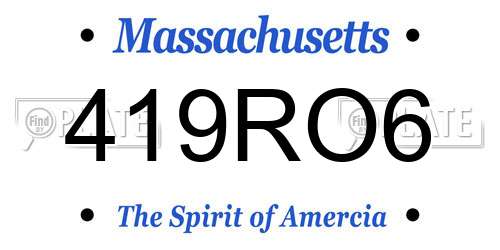 419RO6 Massachusetts License Plate