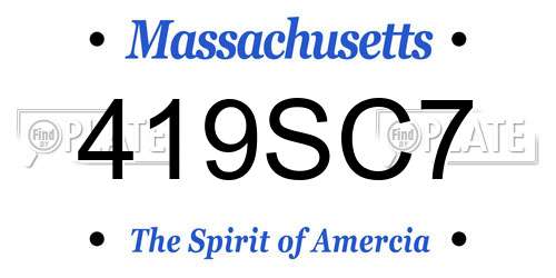 419SC7 Massachusetts License Plate