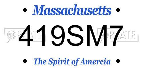 419SM7 Massachusetts License Plate