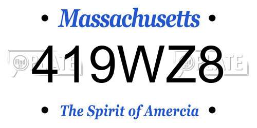 419WZ8 Massachusetts License Plate