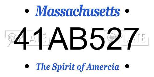 41AB527 Massachusetts License Plate