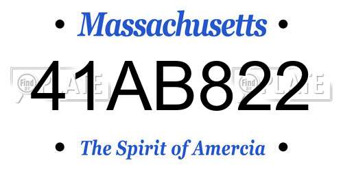 41AB822 Massachusetts License Plate