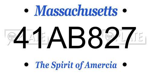 41AB827 Massachusetts License Plate