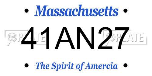 41AN27 Massachusetts License Plate