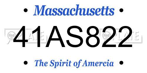 41AS822 Massachusetts License Plate