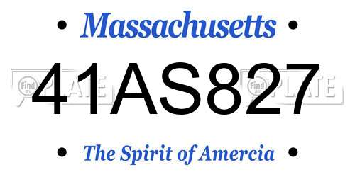 41AS827 Massachusetts License Plate
