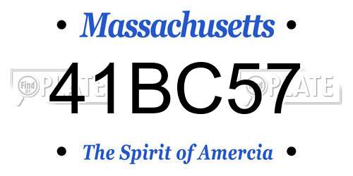 41BC57 Massachusetts License Plate