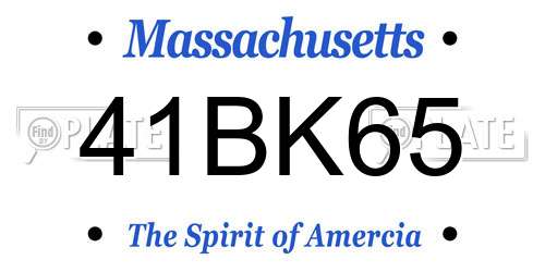 41BK65 Massachusetts License Plate