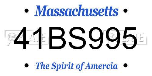 41BS995 Massachusetts License Plate
